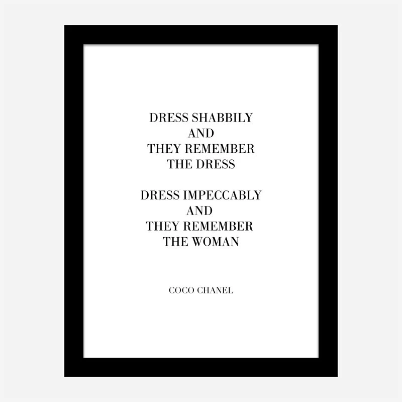 Coco Chanel Dress Impeccably Quote Art Print Coco Chanel Dress Impeccably Quote Art Print