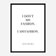 Coco Chanel I don’t do fashion Quote Art Print