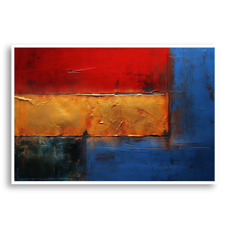 Red Blue & Gold Rothko 2 Style Abstract Art Print
