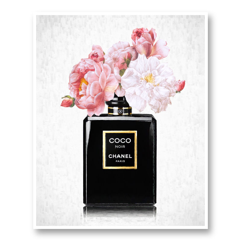 Watercolor Coco Noir Perfume Bottle Print, Coco Chanel Wall Art Print