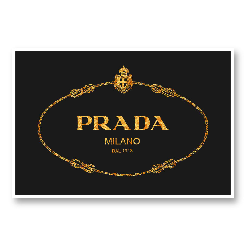 Prada Logo Black and Gold Wall Art