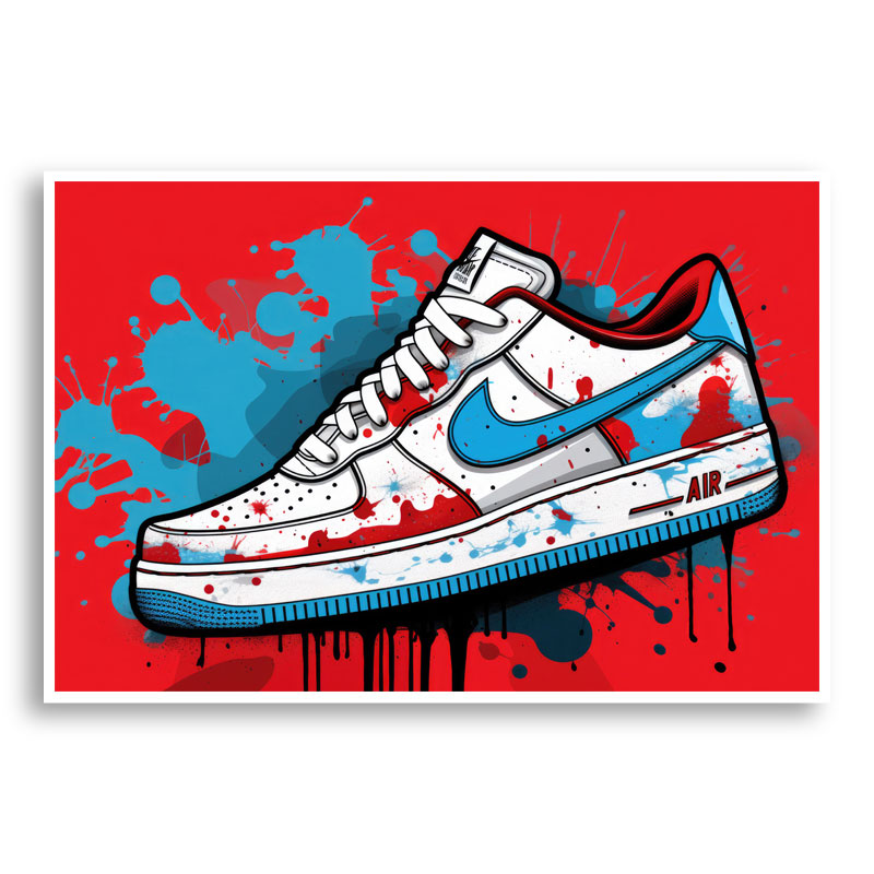 Air Force 1 Custom Low Cartoon Red White Blue Shoes Black Outline