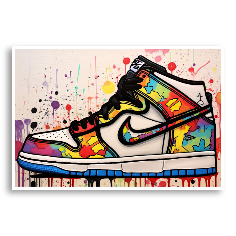 Air Jordon Sneakers Graffiti Style Wall Art