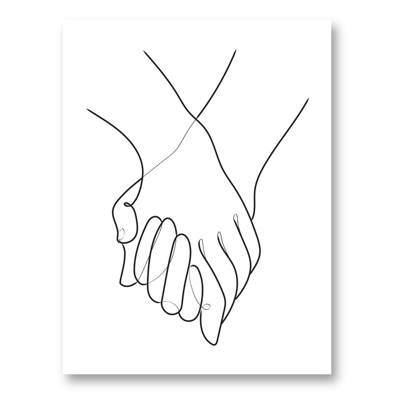 One line drawing holding hands minimalist design Vector Image