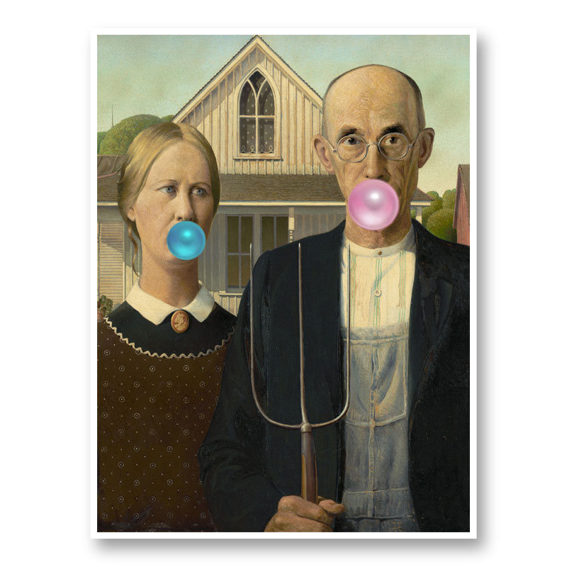絵画 bubble gum American Gothic Bubble Gum Art Print